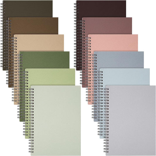 Fuutreo 12 Pcs College-Ruled Spiral Notebooks - Morandi Colors