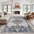 Large 10x14 Area Rug Navy Blue - Boho Tribal Living Room Rug