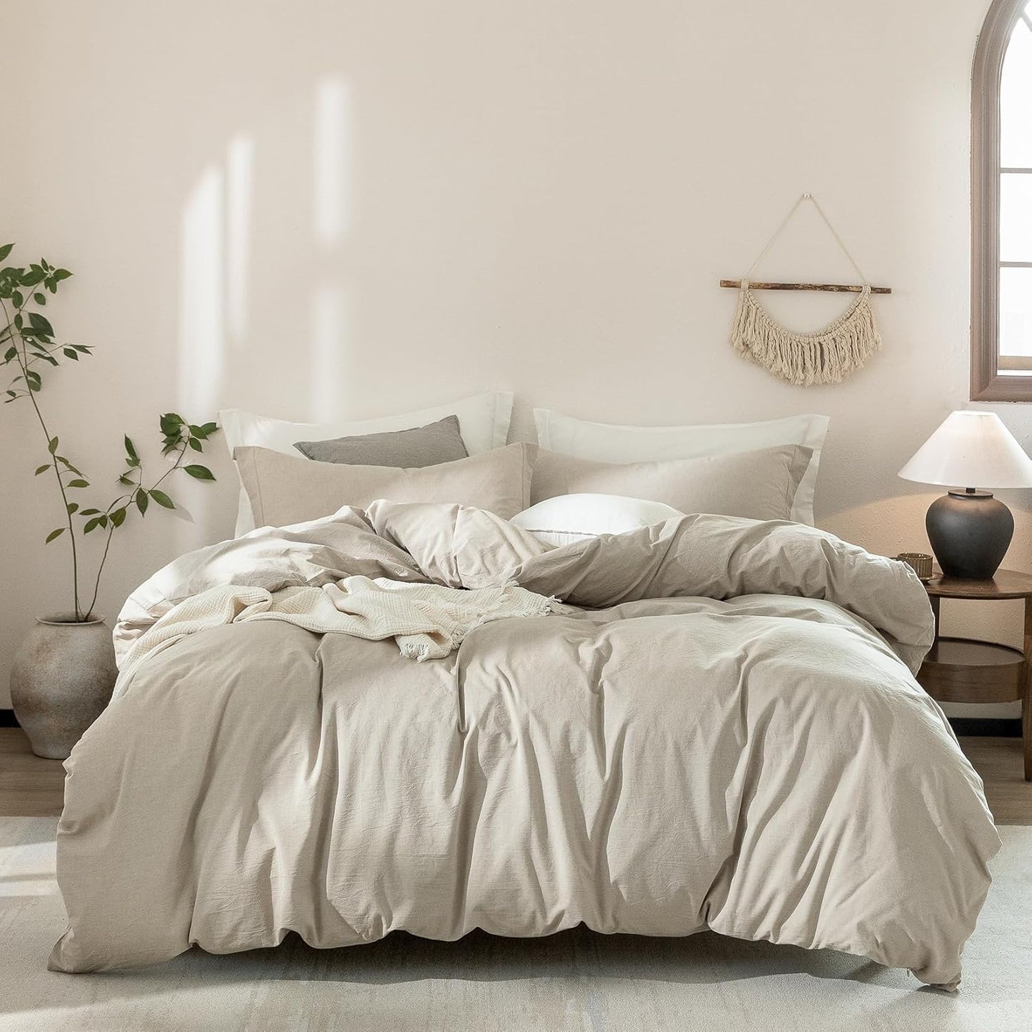 Linen Grey Duvet Cover Super Queen Size for Cozy Sleep