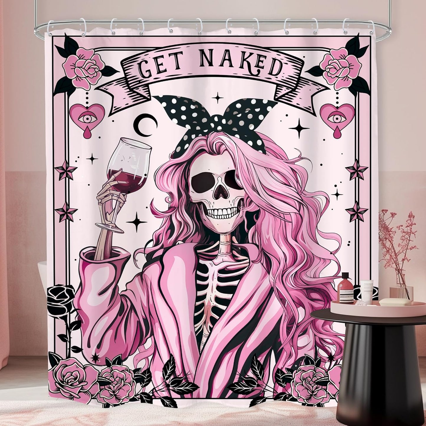 Gothic Skull Flower Shower Curtain - Spooky & Stylish!