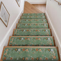 Non-Slip Floral Stair Treads for Wooden Steps - 15PCS Green