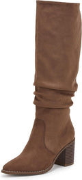 Pointed Toe Mid Chunky Heel Knee High Boots - Sleek Lengthening Look