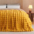 Lotus Karen Faux Fur Throw Blanket Ginger Yellow - Ultra Soft Bubble
