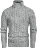 Men Turtleneck Sweater Cable Knit Slim Fit Mock Neck - Warm Everyday