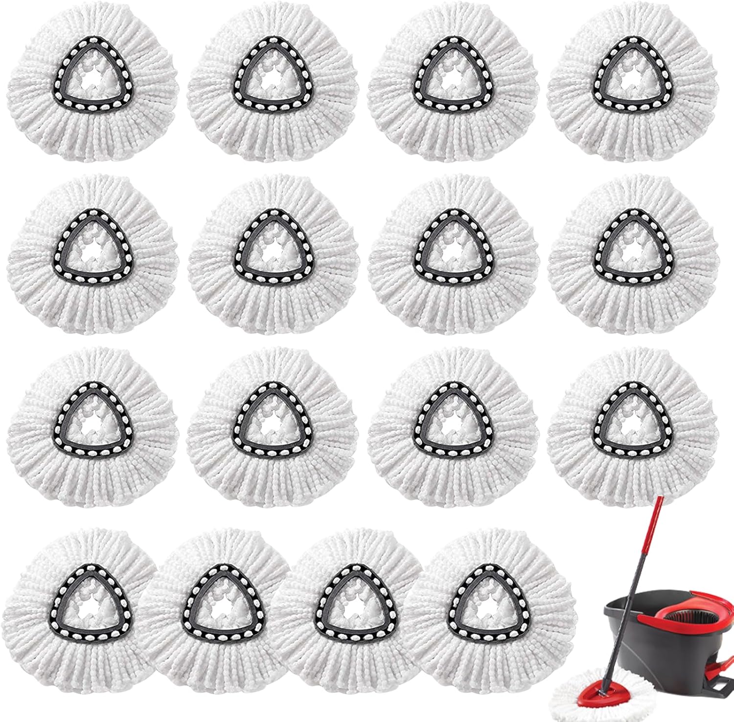 16Pcs Spin Mop Replacement Heads for Easy House Cleaning