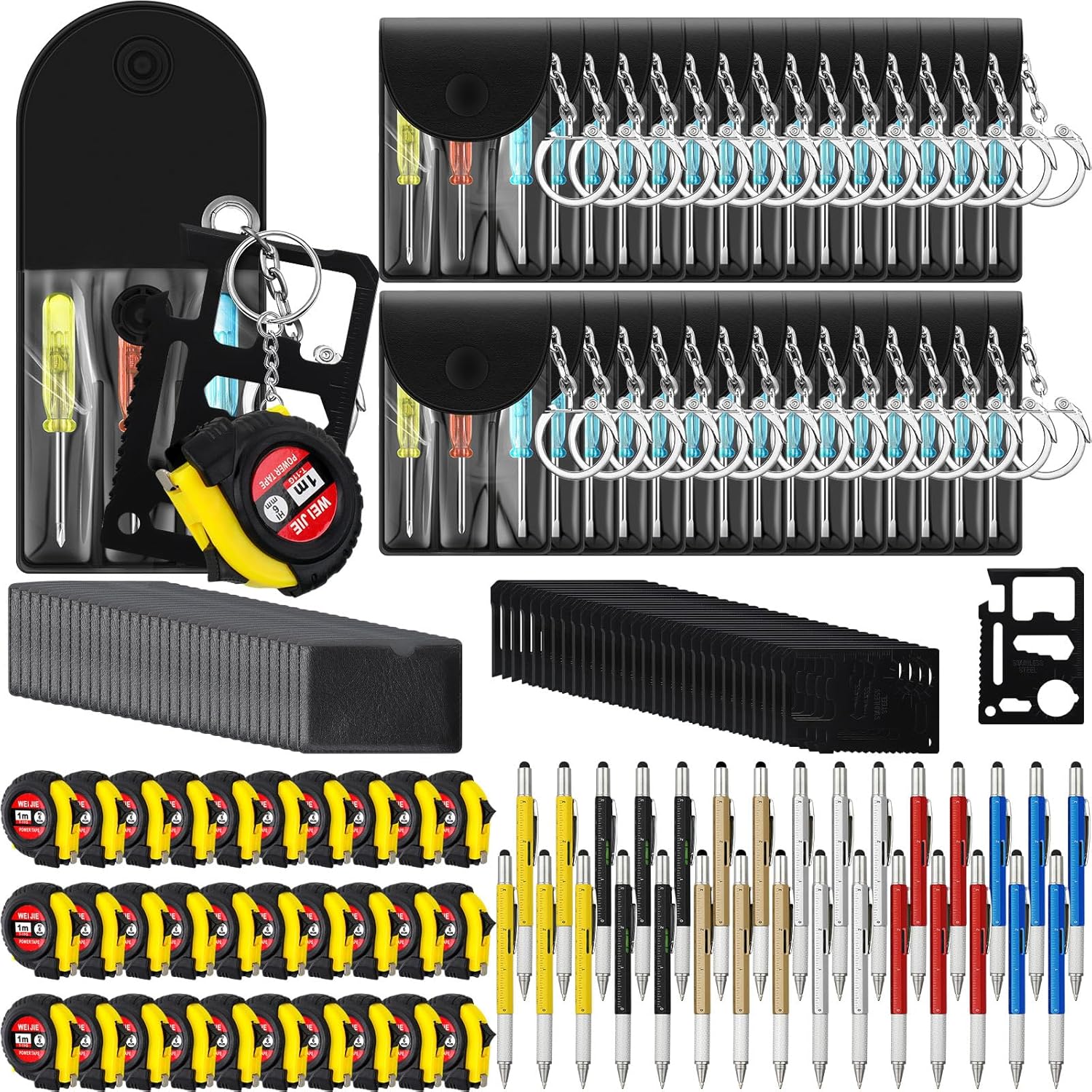 120 Pcs Mini Tape Screwdriver Keychain Set for Men Gifts