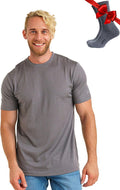 Merino Wool T-Shirt Mens - Lightweight Thermal Top with Socks 17