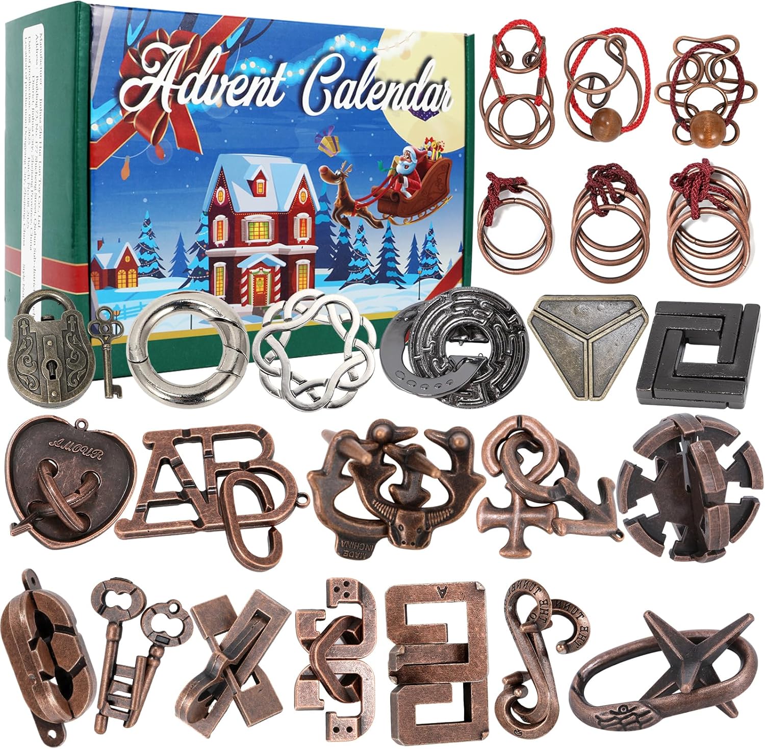 Advent Calendar 2025 with 24 Brain Teaser Puzzles for Fun