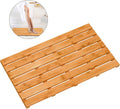 Bamboo Wooden Bath Floor Mat for Luxury Shower - Waterproof Non-Slip
