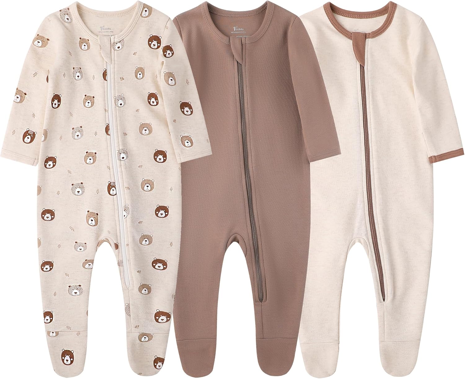 O2 BABY Organic Cotton Zip-Front Sleeper Pajamas for Babies