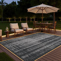 Outdoor Rug Waterproof 9x12 ft with Strip Lights - Reversible Patio