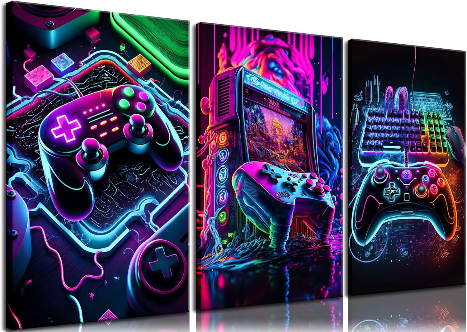 Neon Gaming Wall Art Posters for Ultimate Gamer Decor