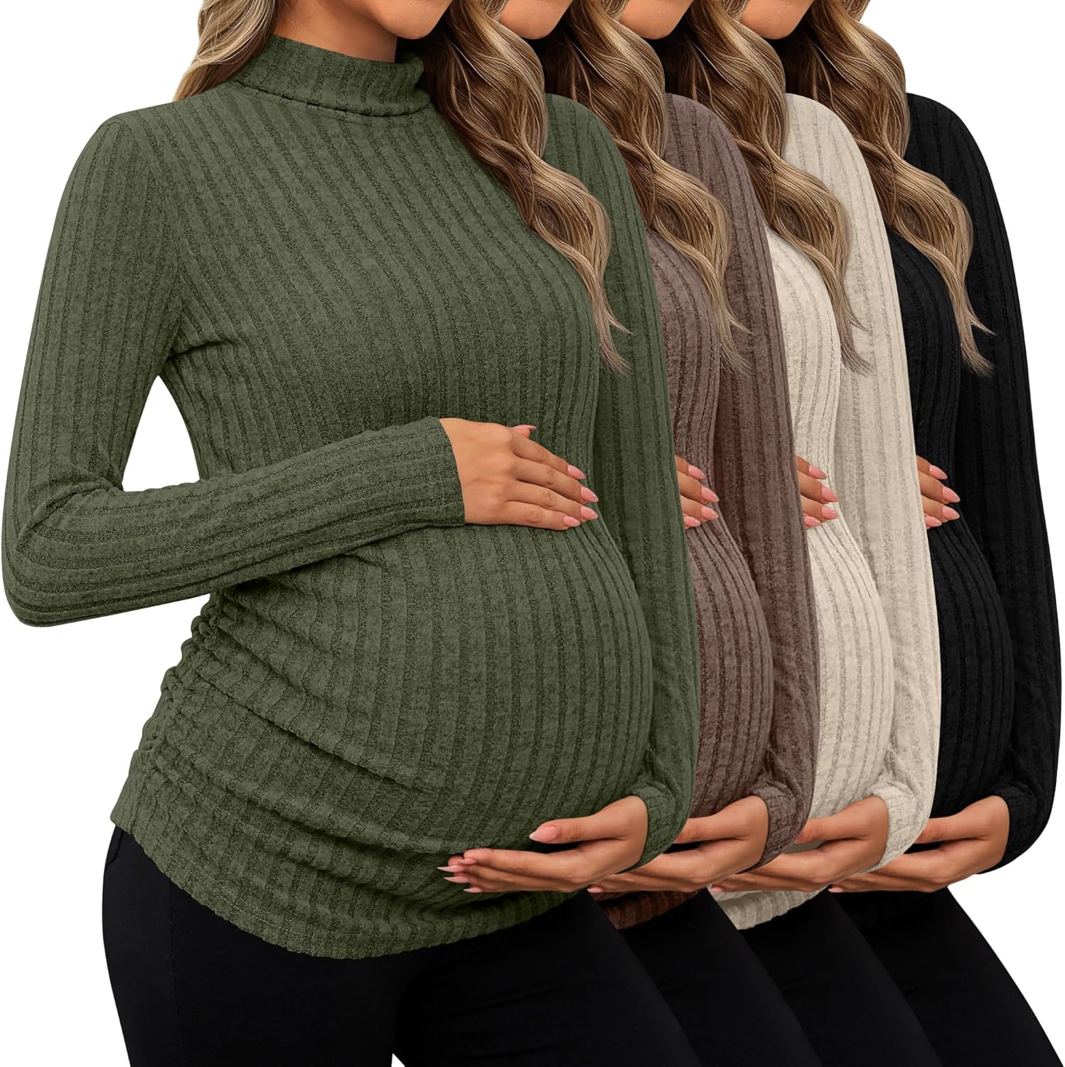Huukeay Women's Maternity T-Shirts 4 Pack Long Sleeve Tops