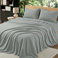 4Pcs Organic Linen Sheets King Size - Breathable Earl Gray, 16in Deep
