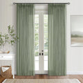 Sage Green Pinch Pleated Linen Curtains 80 in - Light Filtering