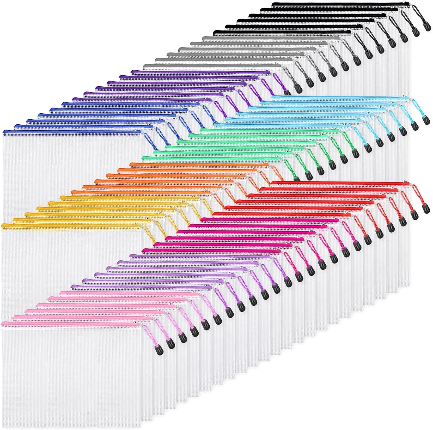 EOOUT 72pcs Mesh Zipper Pouch Set for Organizing Storage Needs
