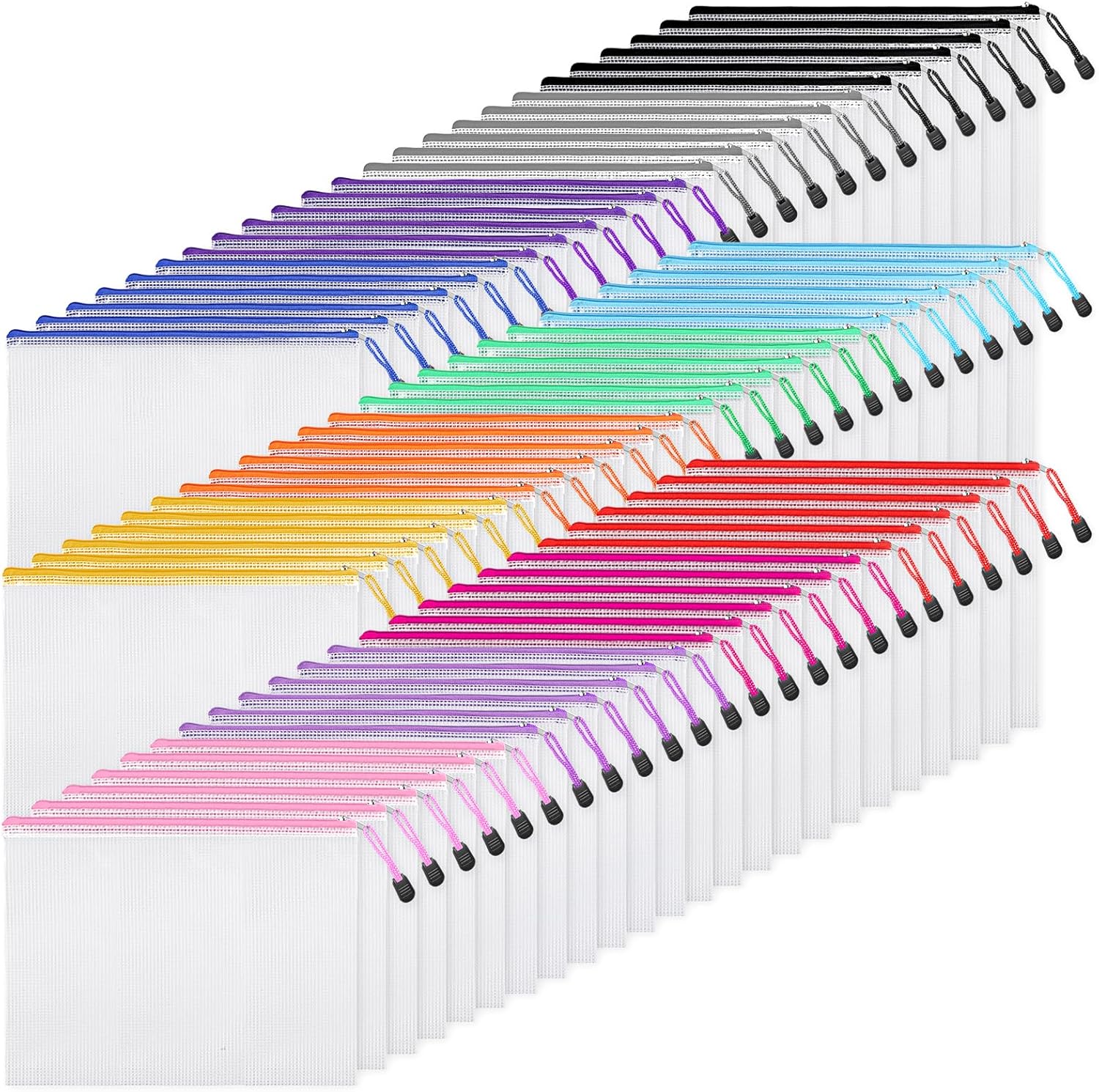 EOOUT 72pcs Mesh Zipper Pouch Set for Organizing Storage Needs
