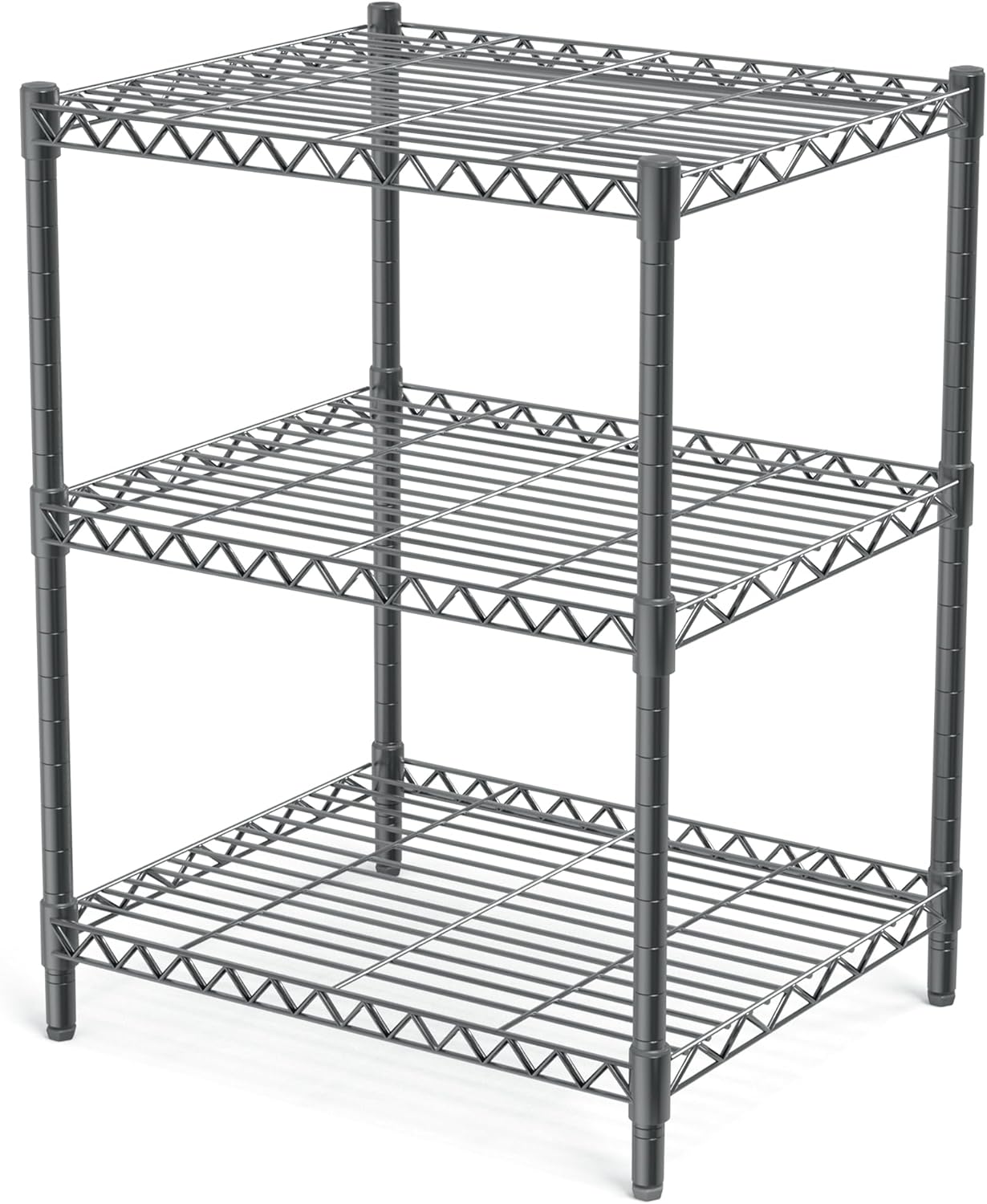 Adjustable 3 Tier Steel Storage Rack - Heavy-duty Pantry Shelf - Multi-Use Wire Shelving
