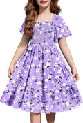 Arshiner Girls Summer Dress Tween Boho Smocked Ruffle Midi Casual