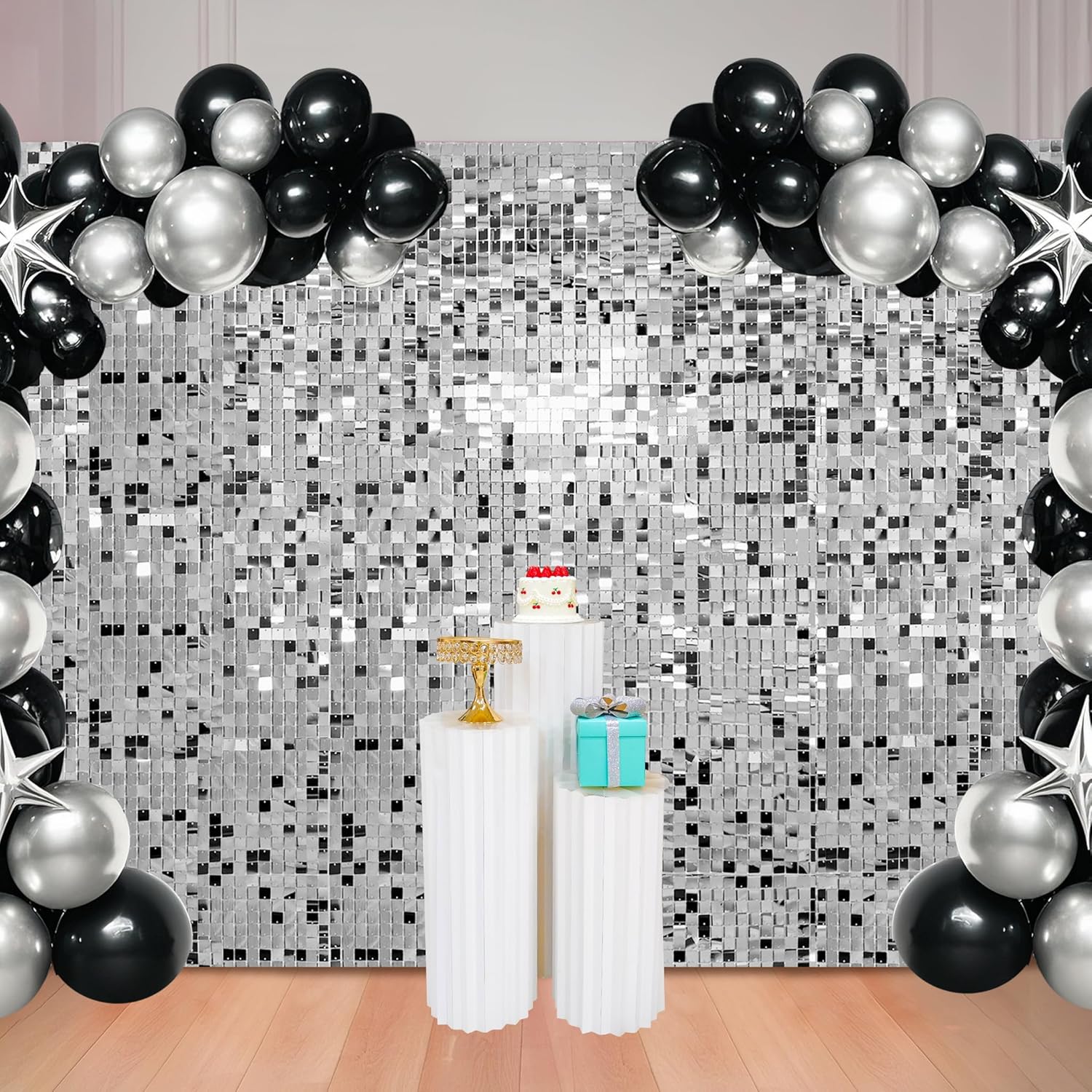 48 Pcs Silver Shimmer Wall Backdrop for Stunning Events