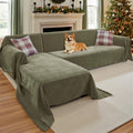 Sectional Couch Covers L Shaped Chenille Slipcover - Sage Green