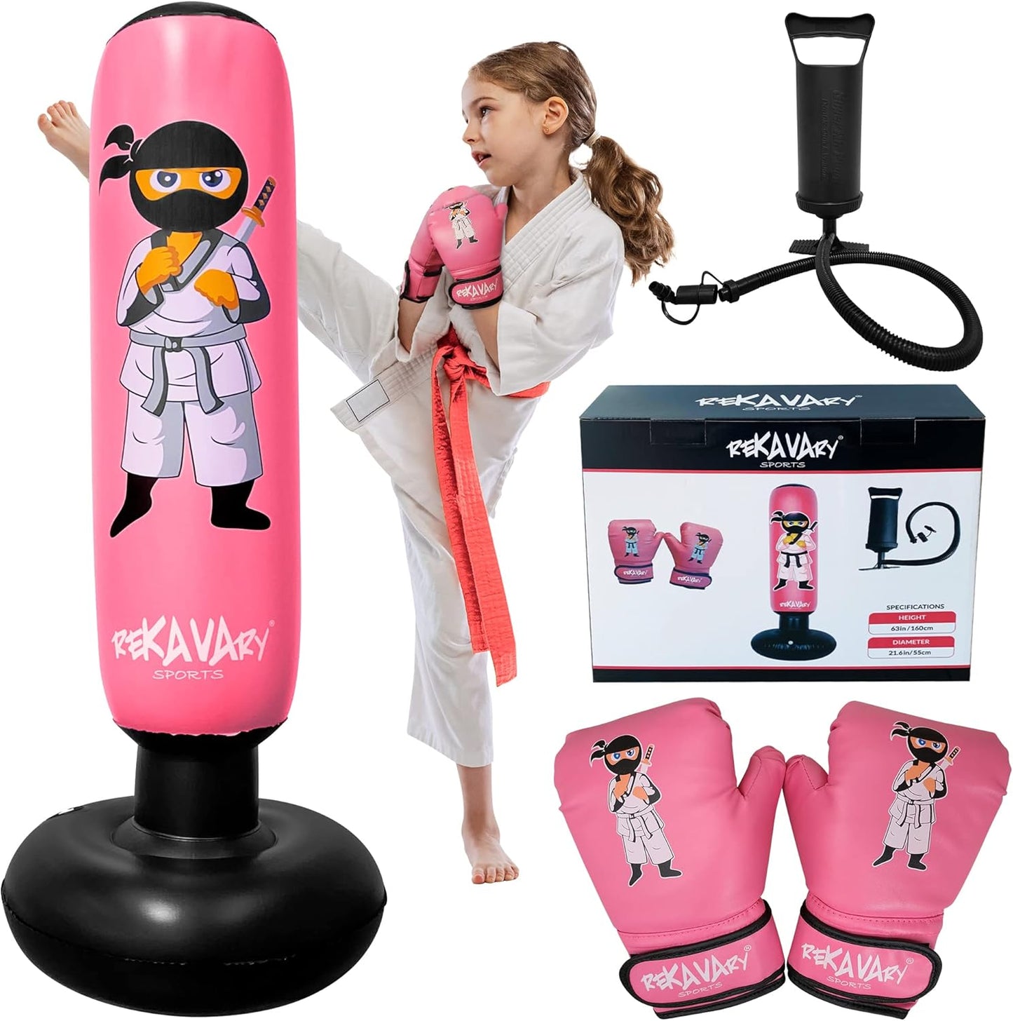 Kid-friendly Ninja Inflatable Punching Bag Set