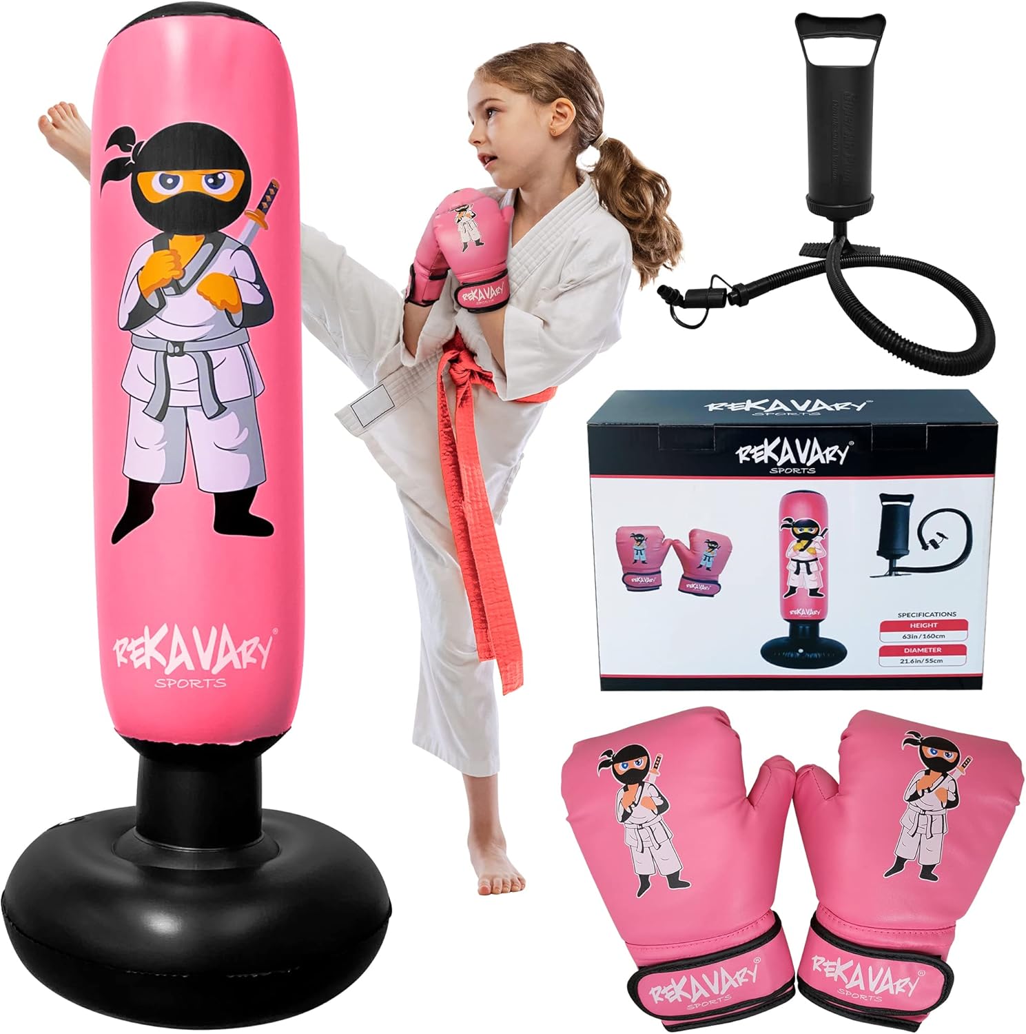Kid-friendly Ninja Inflatable Punching Bag Set