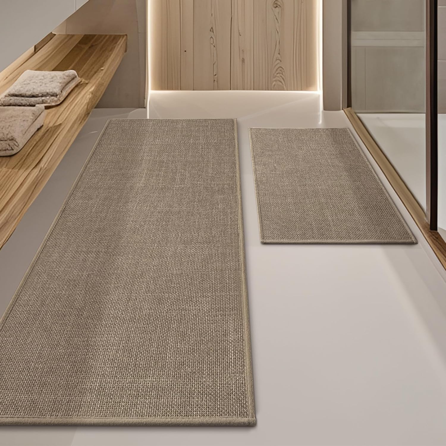 YIHOUSE Brown Bathroom Rug Sets 2 Piece for Quick Dry Comfort