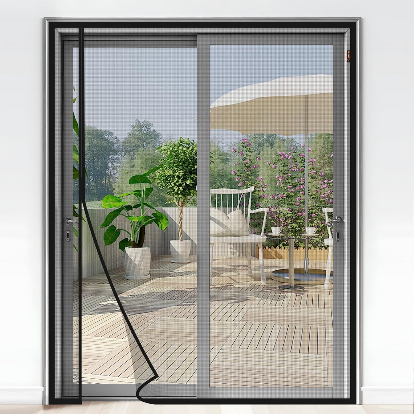 MAGZO Magnetic Screen Door for 72 x 80 Inch Doorways, Gray