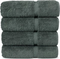 Chakir Turkish Linens Premium Cotton Bath Towels - Dark Gray Set