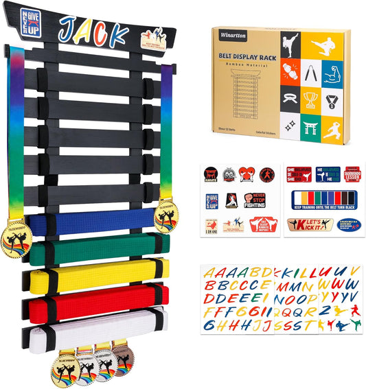 10 Belts Karate Belt Display Rack for Martial Arts Achievements