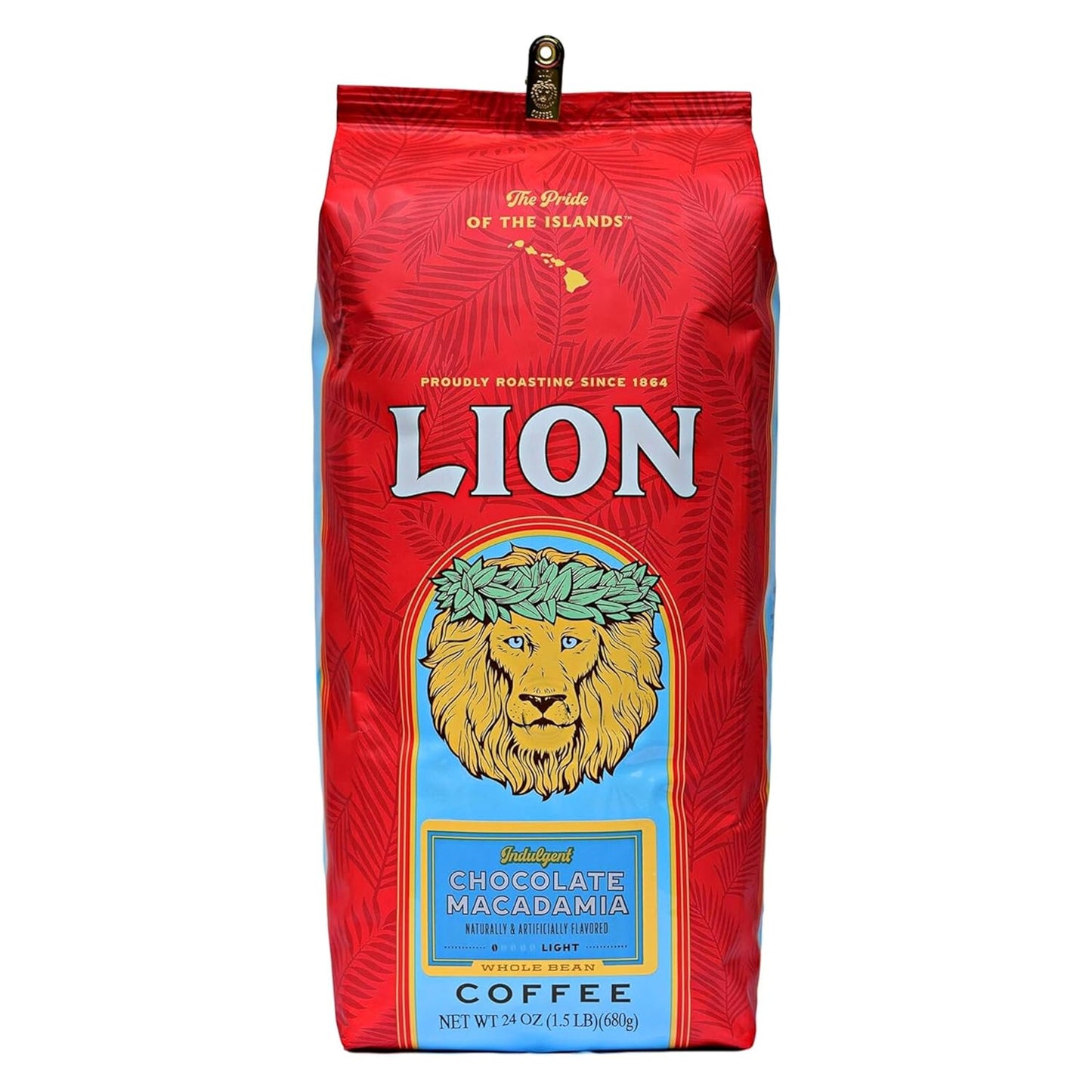 Lion Coffee Chocolate Macadamia Whole Bean Coffee - 24 Ounce