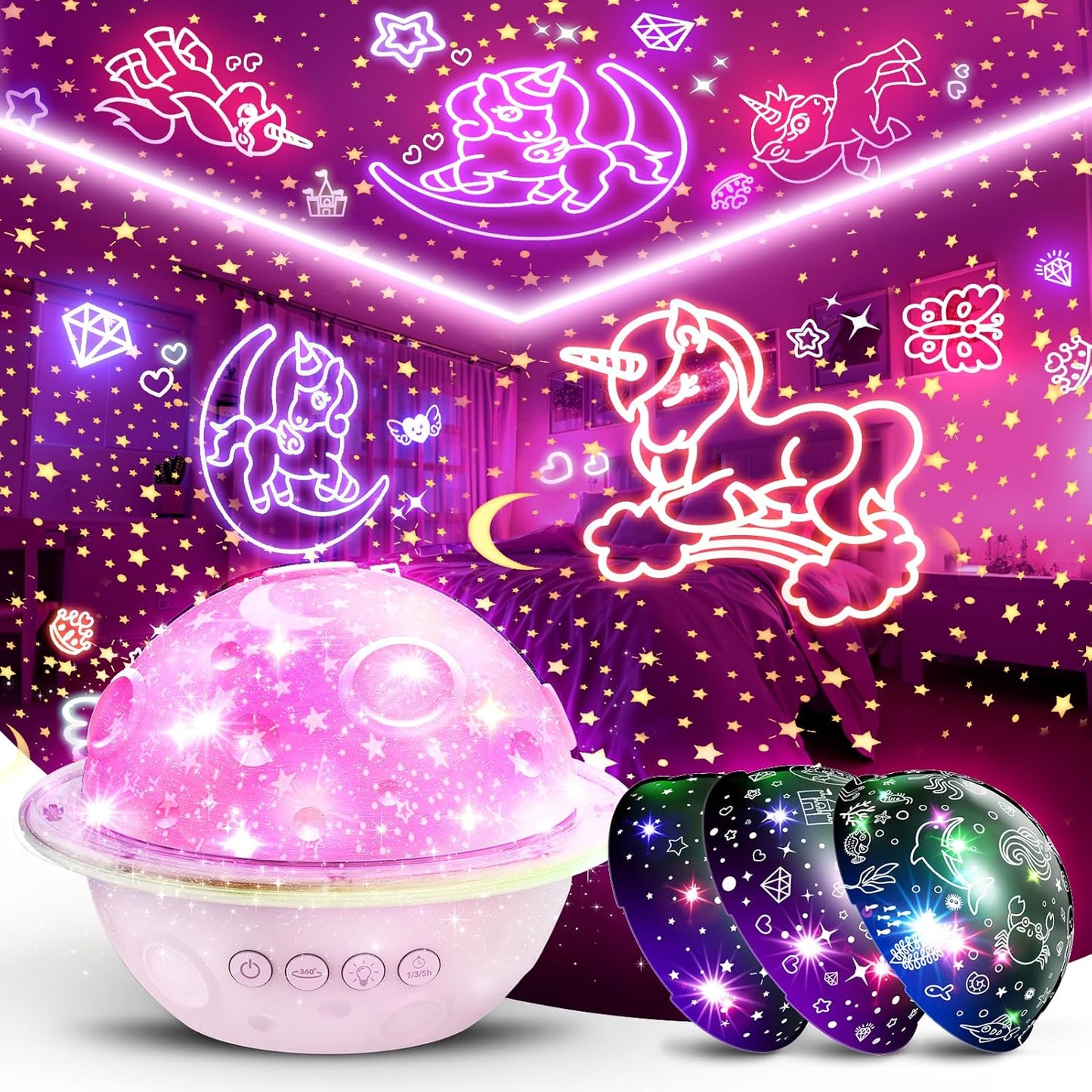 Magical 4-in-1 Night Light Projector for Kids