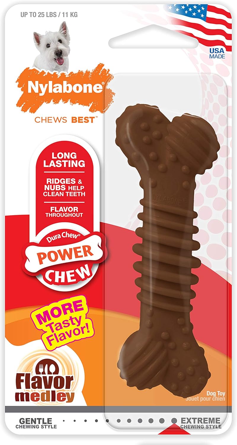 Nylabone Power Chew Textured Bone - Toughest Toy for Aggressive Chewers!