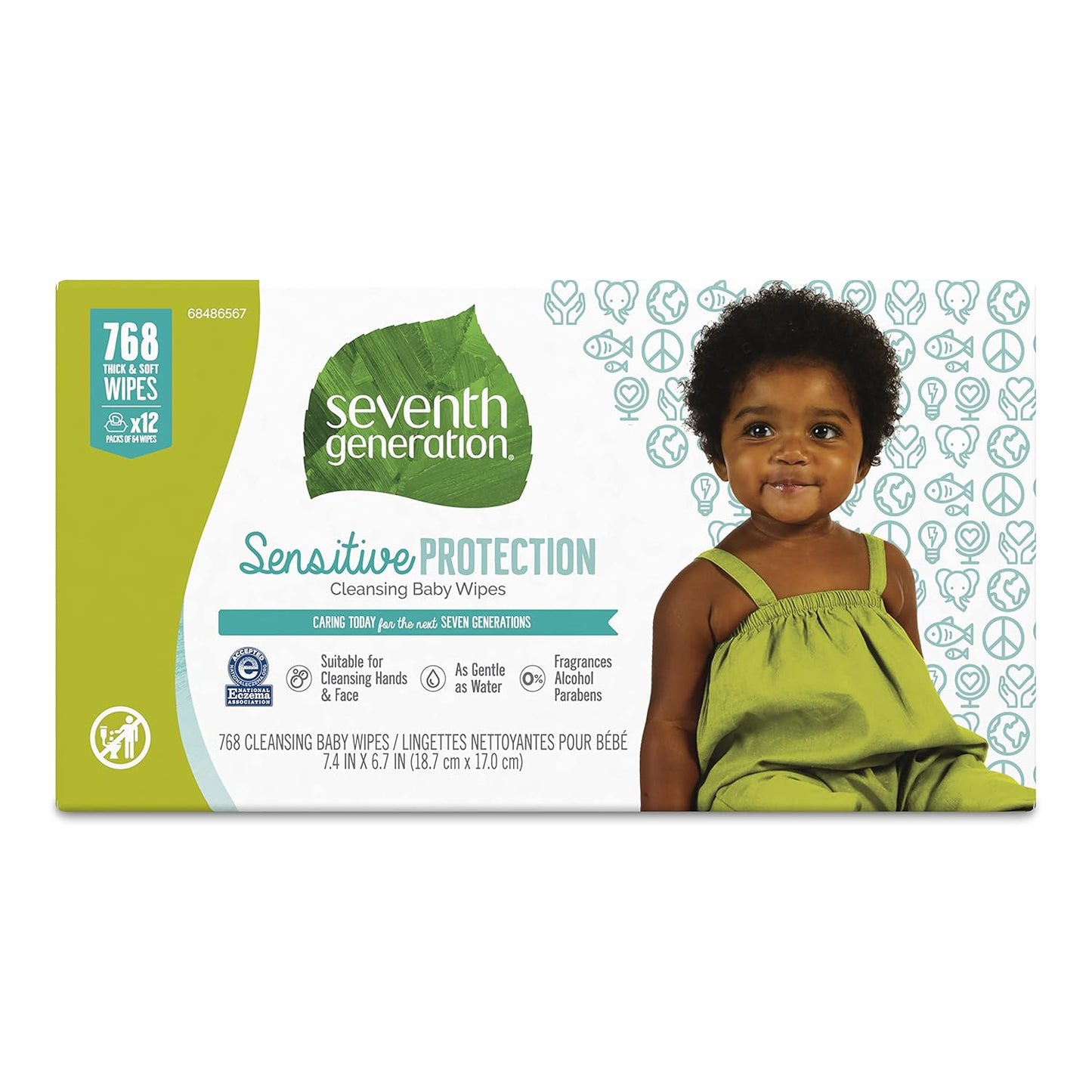 Seventh Generation Sensitive Baby Wipes 768ct, Snap Seal for Superior Protection