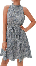 Halter Neck Summer Dress Mini - Flowy Boho Ruffle Sundress