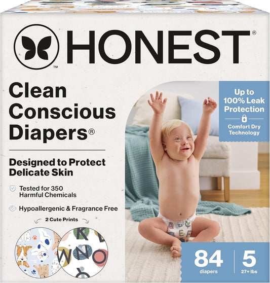 Leakproof Hypoallergenic Diapers for Sensitive Skin - Size 5, 84 Count