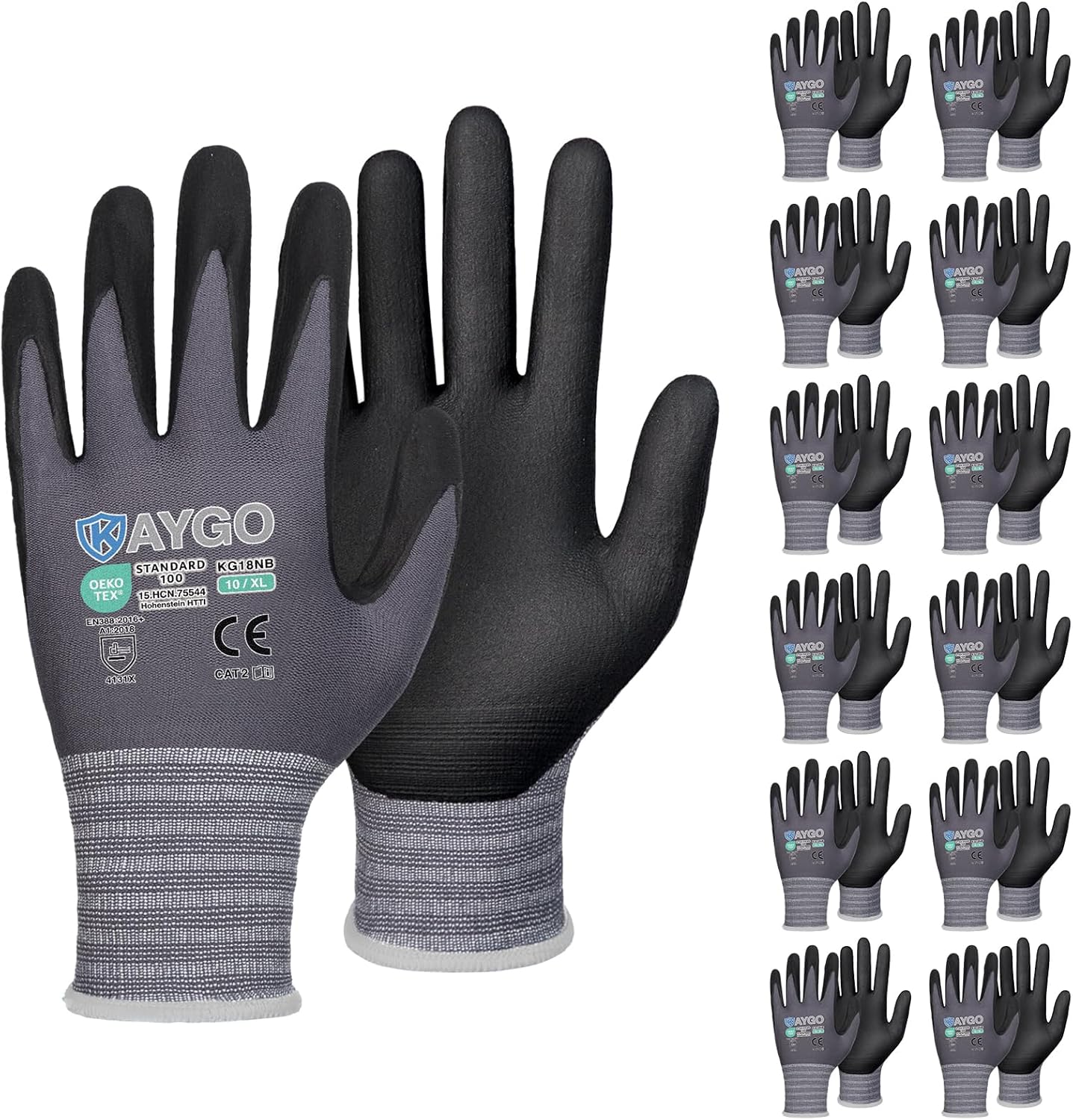 KAYGO Safety Work Gloves with MicroFoam Nitrile Coating