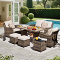 7 Pieces Outdoor Patio Furniture Set with Swivel Chairs - Comfortable