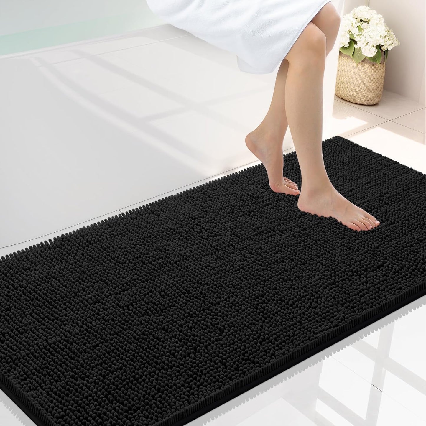 Smiry Luxury Chenille Bathroom Rugs - Soft, Absorbent, Non-Slip