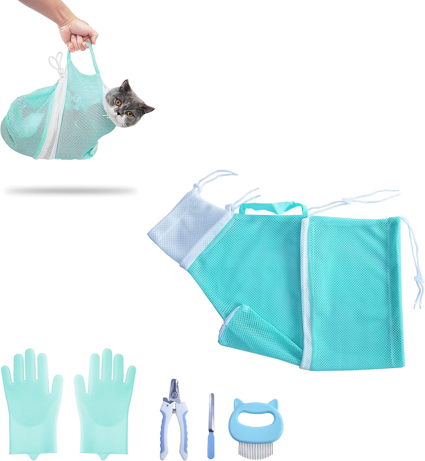 KlerRoem Cat Bathing Bag Set: Anti-Bite & Anti-Scratch Grooming!