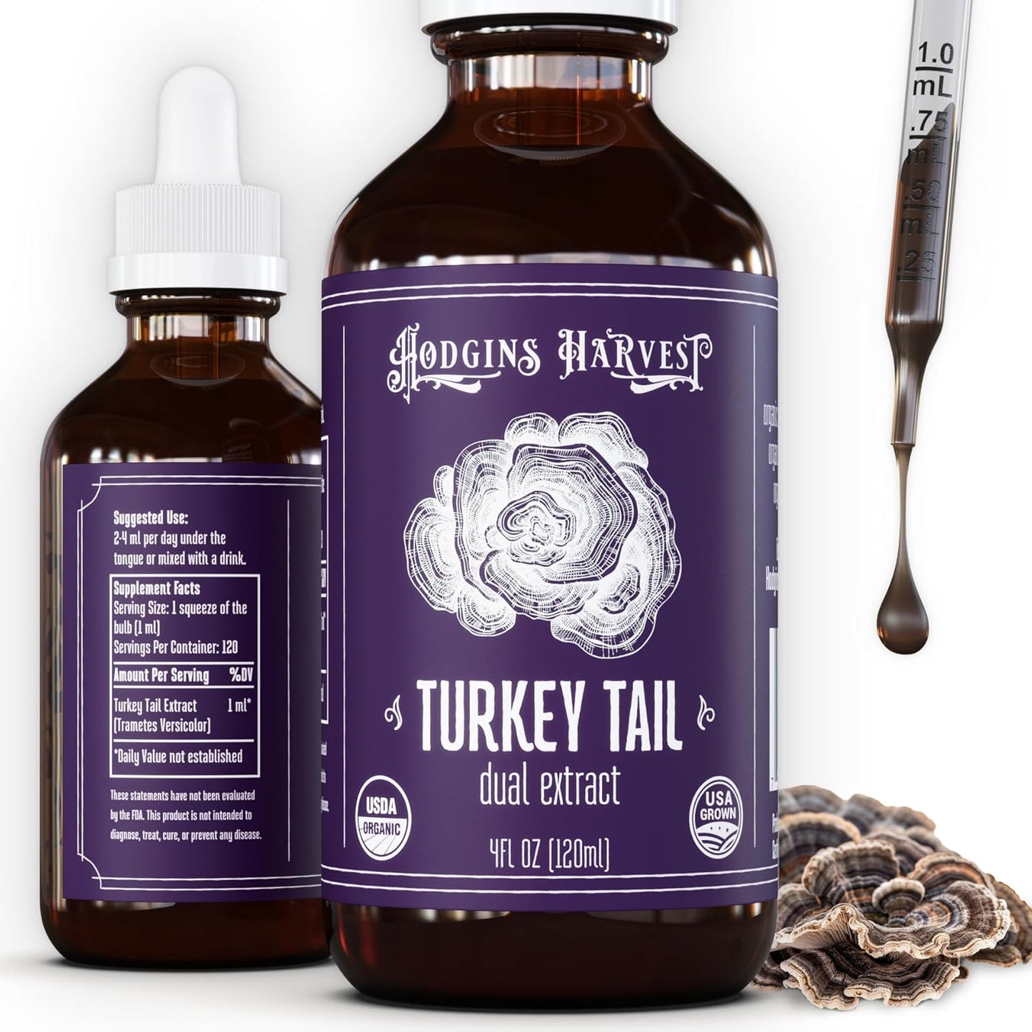 Hodgins Harvest Organic Turkey Tail Tincture for Wellness
