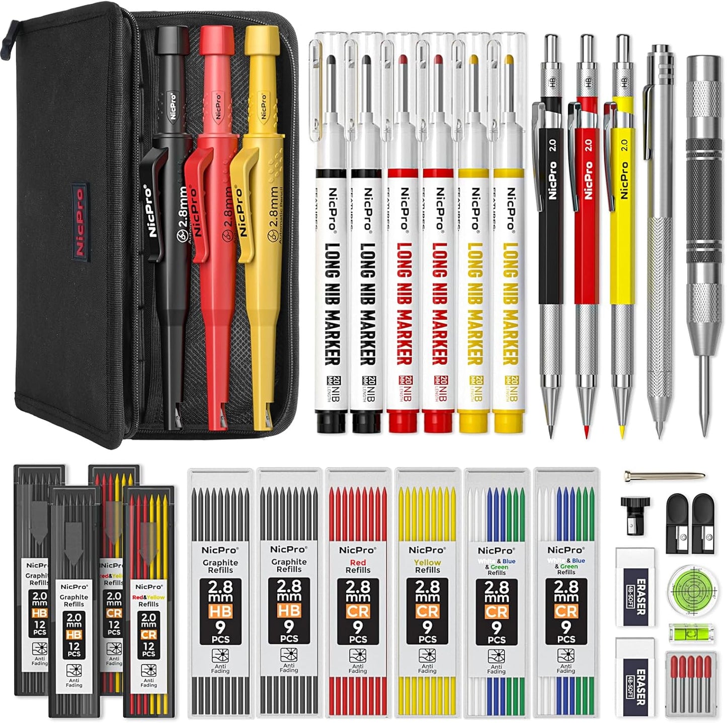 Nicpro 38 Pack Carpenter Pencils Set for Precision Marking