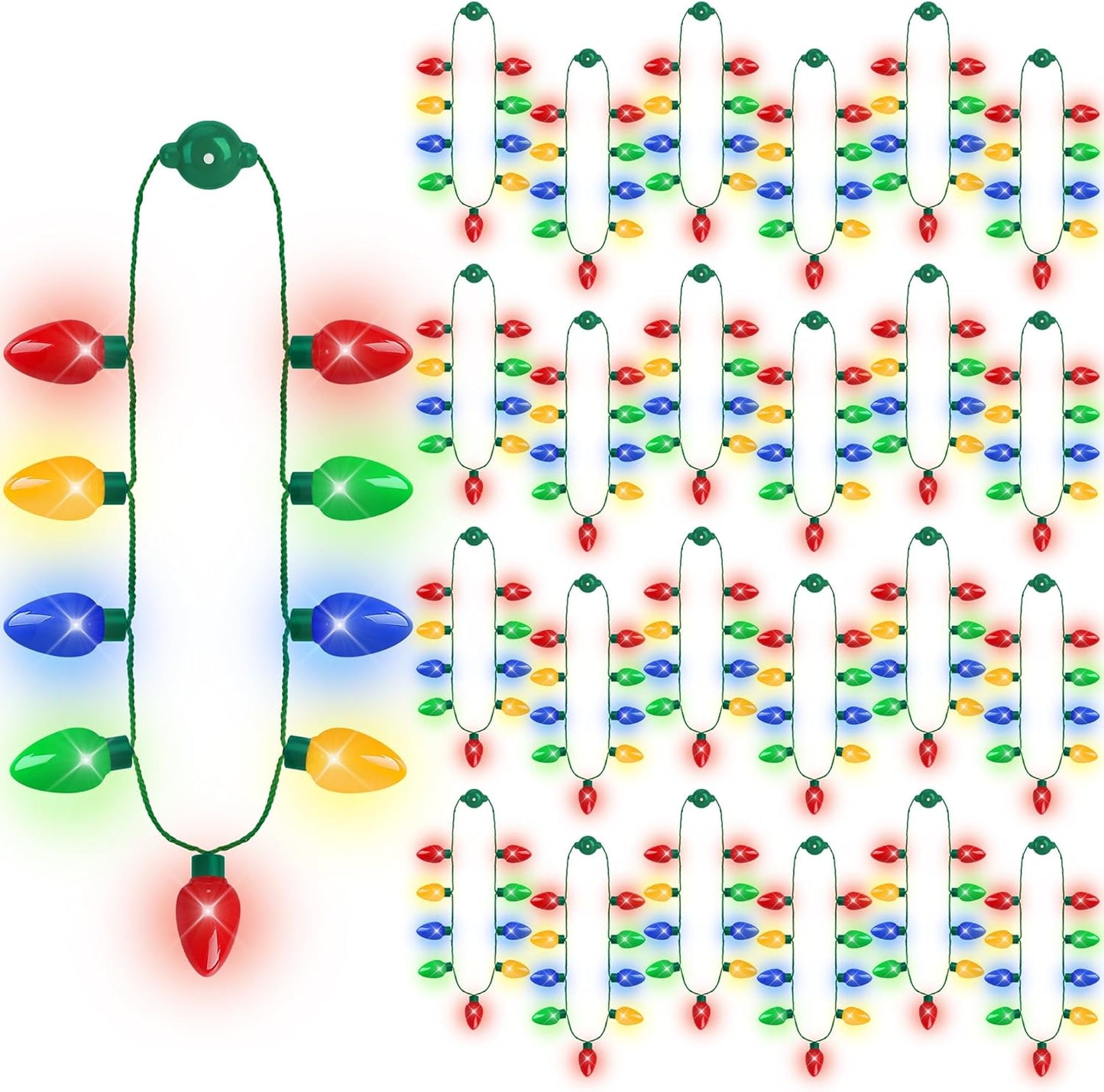 24PCS Light Up Christmas Necklace for Parties and Gifts