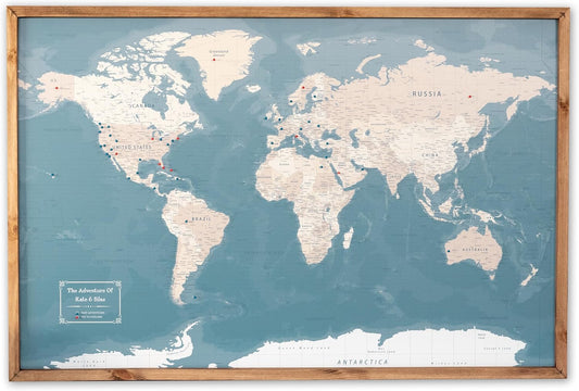 Personalized Push Pin World Map - Custom Modern Map Print
