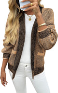 Womens Open Front Waffle Knit Cardigan - Shawl Collar Cozy Fall