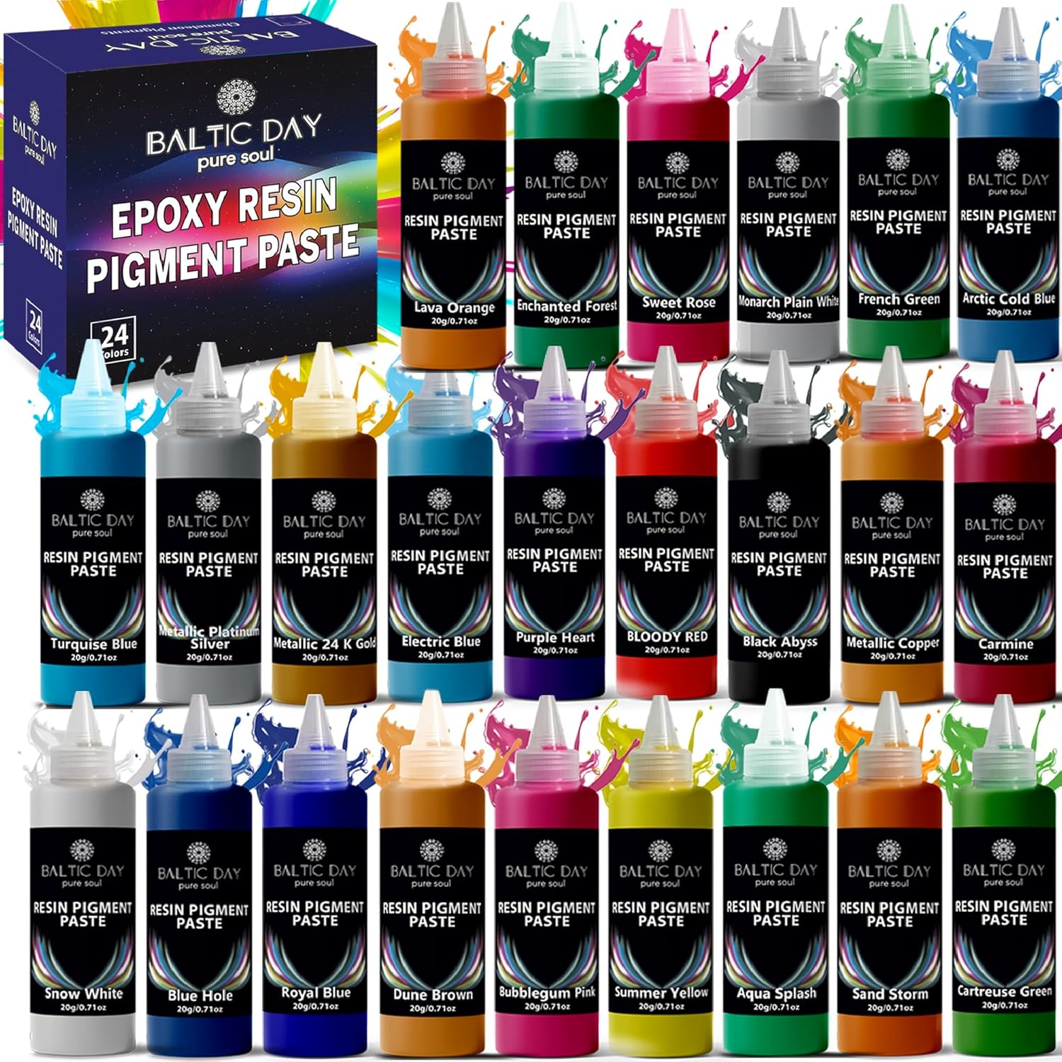 24 Pigment Paste for Epoxy Resin - Perfect for DIY Art Projects