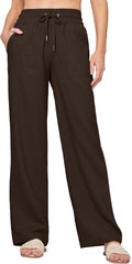 Willit Women Linen Wide Leg Palazzo Pants - Lightweight Summer Comfort