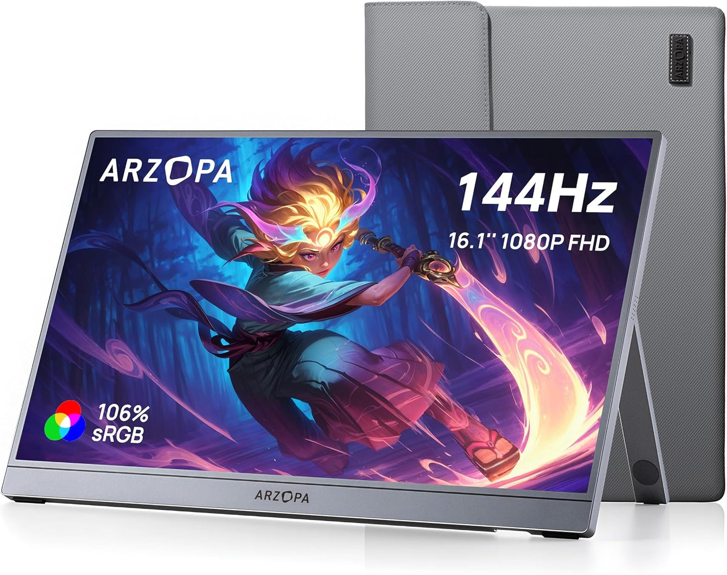 ARZOPA 16.1ft' Portable Gaming Monitor with 144Hz Refresh Rate