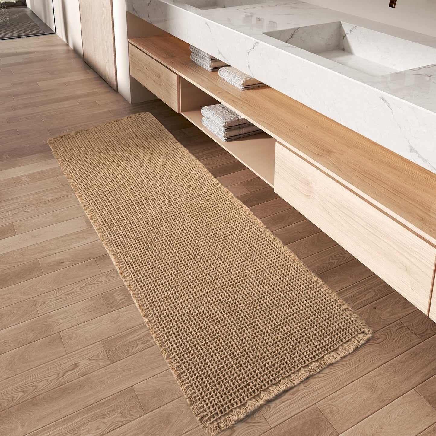 Upgraded Waffle Runner Rug for Bathroom, Soft Non Slip Mats